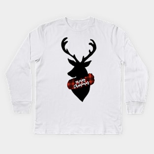 Reindeer Wreath Xmas Kids Long Sleeve T-Shirt